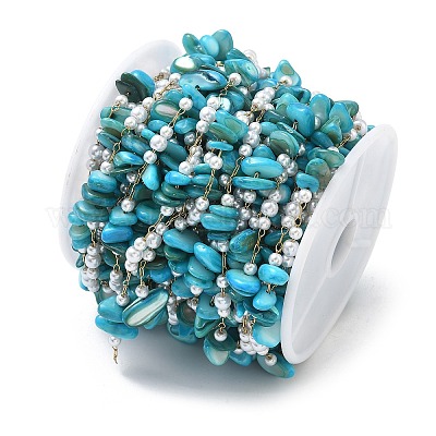 Цепочки ручной работы из натуральных ракушек и бисера&nbsp;CHS-F025-13G-01-1