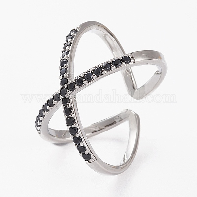 Латунные микро проложить манжеты кольца кубического циркония&nbsp;LS-RJEW-C101-13G-C-1