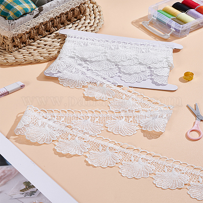 3 ярд полиэстеровой кружевной отделки в форме цветка-ракушки&nbsp;OCOR-LP0002-33B-1