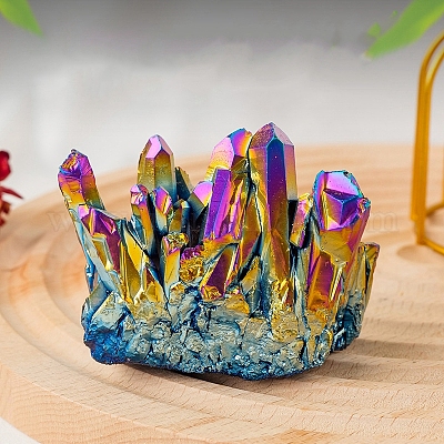 Гальванические украшения из натуральных друзовых кристаллов кварца PW-WG24416-07-1