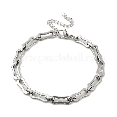 Браслеты из прямоугольных цепочек из нержавеющей стали 304 для мужчин и женщин BJEW-D042-44P-1