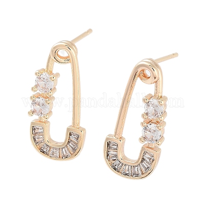 Серьги-гвоздики в форме булавок из латуни EJEW-F332-04G-1