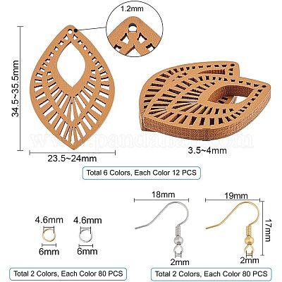 Наборы для изготовления сережек в виде листьев своими руками DIY-NB0004-05-1