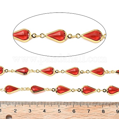 Латунные стеклянные каплевидные звенья цепи CHC-R001-04G-03-1