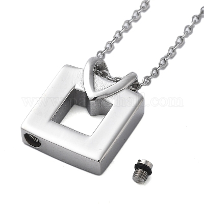 Ожерелья из нержавеющей стали 304 в форме сердца и квадратной урны для пепла STAS-Z106-07P-1