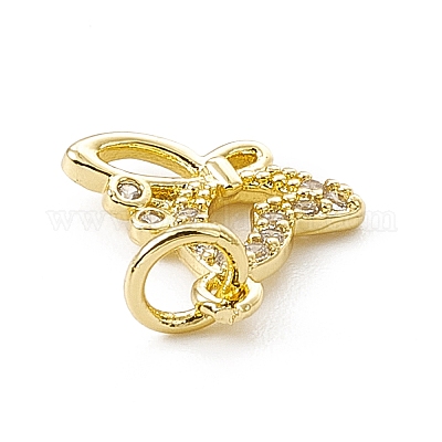 Подвески-бабочки из латуни с микропаве из прозрачного кубического циркония ZIRC-F132-54G-1