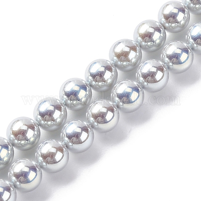 УФ-покрытие перламутровые стеклянные жемчужные бусины нити GLAA-F128-01A-T12-1