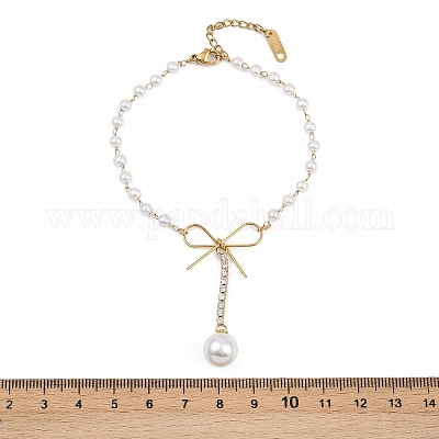 Браслеты с подвесками из нержавеющей стали 304 и кристаллами и стразами BJEW-G755-03G-1