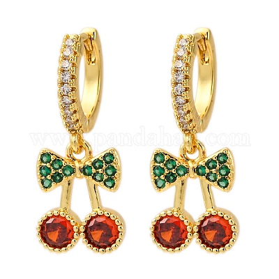 Латунные микро проложить серьги обруча кубического циркония EJEW-D322-11G-01-1