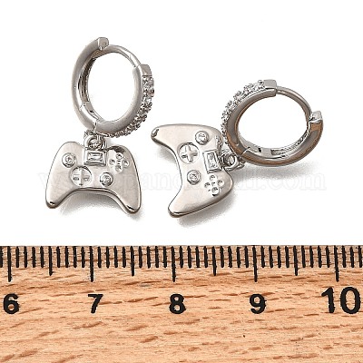 Латунные микро проложить серьги обруча кубического циркония EJEW-P322-14P-1