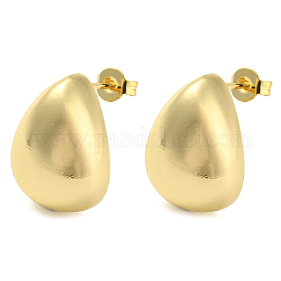 Серьги-гвоздики в форме капли из латуни с реечным покрытием EJEW-P242-03G-1