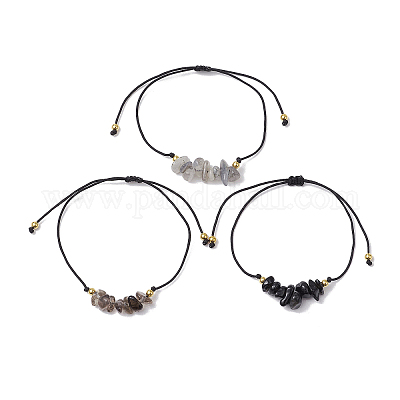3шт 3 стиля браслетов из плетеных бусин с драгоценными камнями BJEW-JB11146-06-1