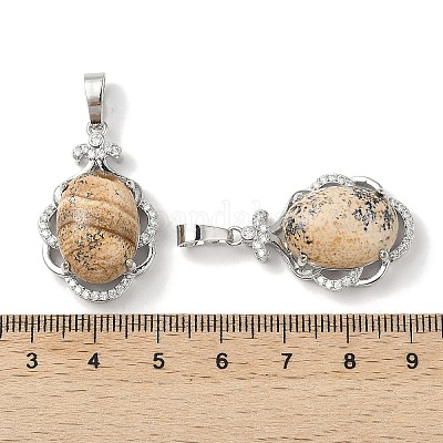 Овальные подвески из натуральной яшмы G-NH0025-15P-14-1