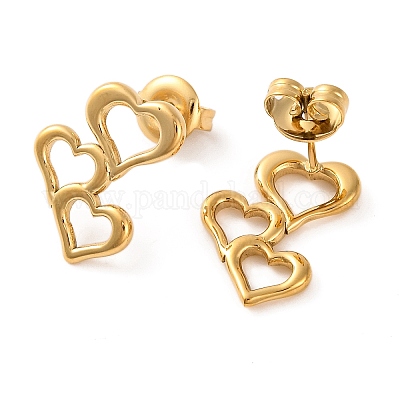 Серьги-гвоздики из нержавеющей стали 304 с ионным покрытием (IP) EJEW-G395-02G-1