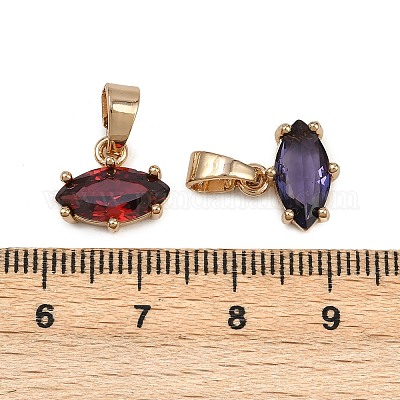 Подвески из латунных камней с микропаве из кубического циркония KK-P331-01G-M-1