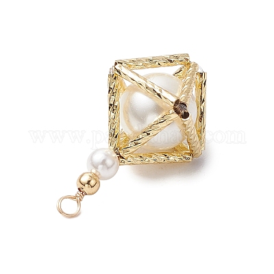 Ромбовидные подвески из латуни и ракушечного жемчуга 3d PALLOY-TA00230-1