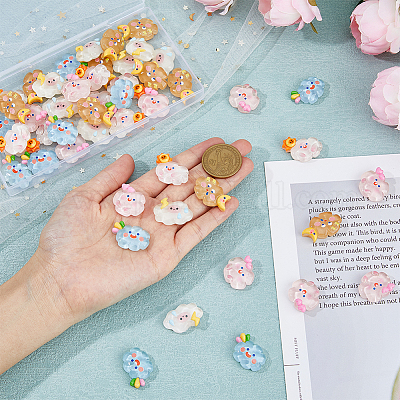 50 шт. 5 стиля полупрозрачных облачных смоляных кабошонов RESI-FH0001-59-1