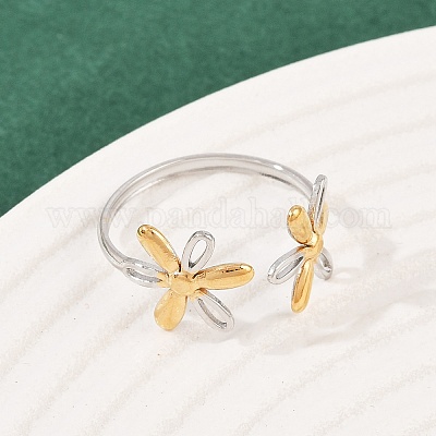 Двухцветные манжетные кольца из нержавеющей стали 304 RJEW-S635-01GP-19-1