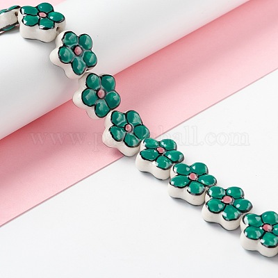 Ручной работы фарфора цветок бисер пряди PORC-F003-01I-1