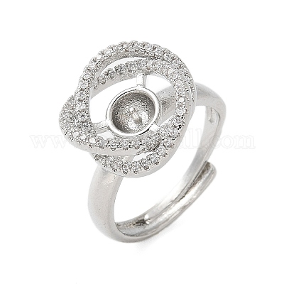 Цветочная латунь микропаве кубический цирконий регулируемые настройки кольца KK-K297-09P-1