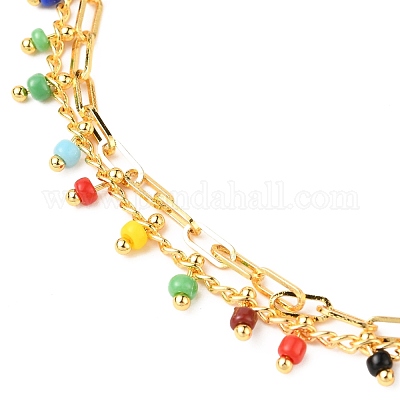 2-слойные латунные браслеты с цепями для бордюров AJEW-AN00311-02-1