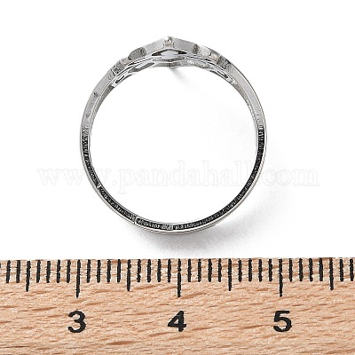 Не тускнеющее кольцо из нержавеющей стали 304 с полым цветком RJEW-T027-03P-1