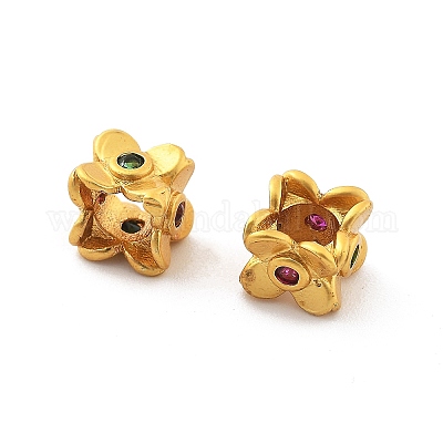 Латунные микро проложить кубического циркония бусы KK-R216-16G-1