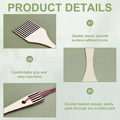 4шт набор деревянных гребней для плетения&nbsp;TOOL-WH0155-173-1