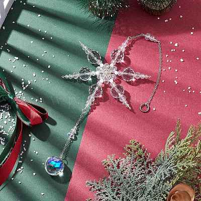 Стеклянные подвески в виде снежинок HJEW-TA00237-1