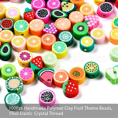 100шт ручной работы из полимерной глины фруктовые тематические бусины DIY-YW0002-40-1