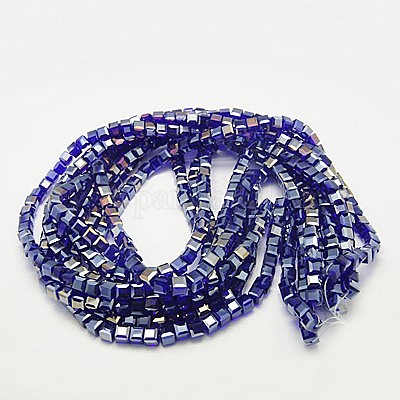 Стеклянные бусины с гальваническим покрытием  EGLA-D018-6x6mm-67-1