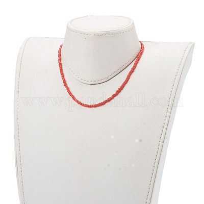 Круглые ожерелья из бисера из непрозрачного стекла NJEW-JN03362-01-1