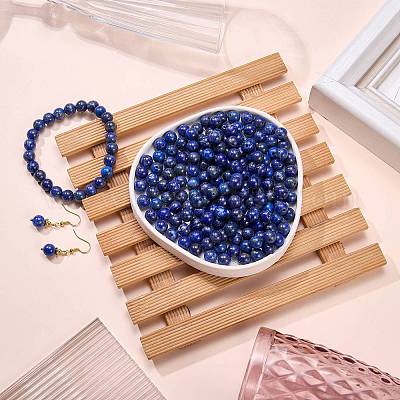100 шт. круглые бусины из натурального лазурита с прочной эластичной эластичной нитью G-SZ0002-36-1