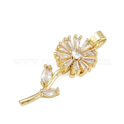 Латунные микропаве прозрачные подвески с фианитом KK-D409-20G-1