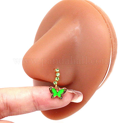 Кольцо для носа из хирургической нержавеющей стали 316l с кубическим цирконием и подвесками WG2DADE-08-1