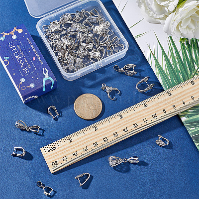 50 шт. 10 стиля филигранной стойки с покрытием из латуни с зажимами для подвески KK-SC0005-57-1