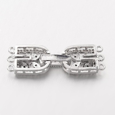 Латунные микро проложить кубического циркония раз за застежками ZIRC-I014-68P-FF-1