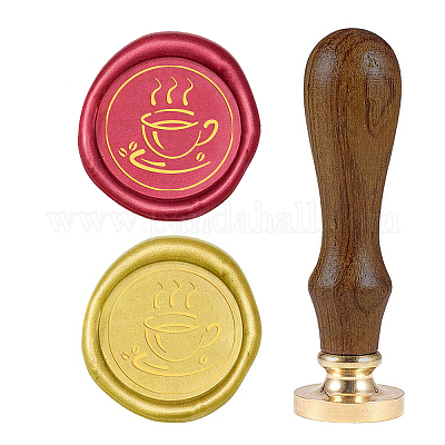 SUPERDANT 25mm Wax Seal Stamp Coffee Vintage Wood Stamp Removable Brass Head Sealing Stamp for Envelopes Invitations Gift Ideas Package Decorations