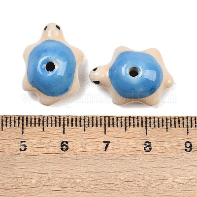 Ручной работы яркие остеклением шарики фарфора PORC-CJC0009-03G-1