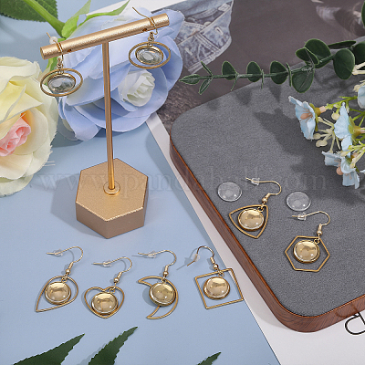 8 пара 8 стилей пустых стеклянных куполообразных сережек с подвесками EJEW-AB00004-1