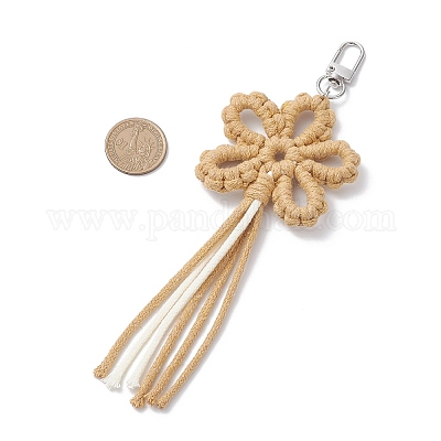 Подвески из хлопковых ниток с цветами HJEW-TA00399-01-1