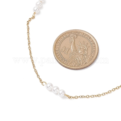 Женские ожерелья из круглых бусин белого ракушечного жемчуга диаметром 4.5 мм и стального троса 304 NJEW-JN05571-1