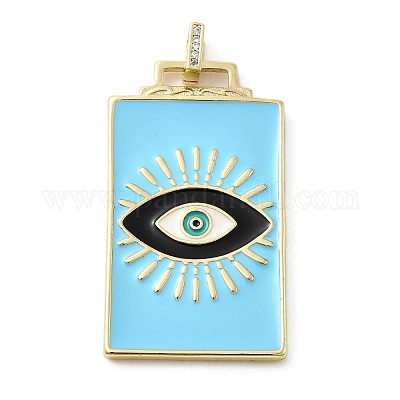 Подвеска из латуни микропаве с фианитами и эмалью KK-H458-02G-F01-1