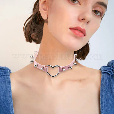 Регулируемые регулируемые готические ожерелья-чокеры из искусственной кожи с заклепками и шипами для женщин NJEW-WH20816-006P-D-1