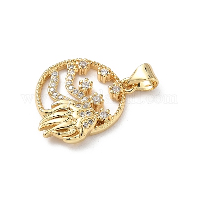 Латунные микро проложить кубического циркония подвески KK-S337-08G-C-1