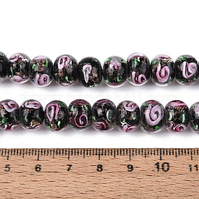 Нити бусин-рондель с внутренним цветком ручной работы в технике лэмпворк LAMP-T022-24A-1