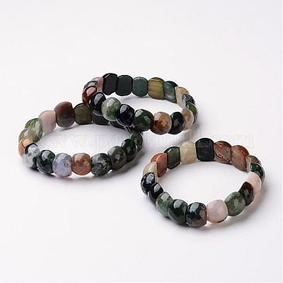 Wholesale Natural Indian Agate Beaded Stretch Bracelets