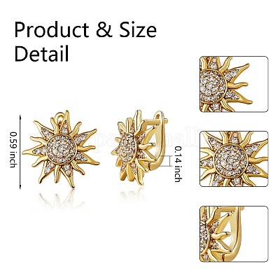 Серьга-кольцо в форме солнца из прозрачного кубического циркония для нее EJEW-SZ0001-53-RS-1