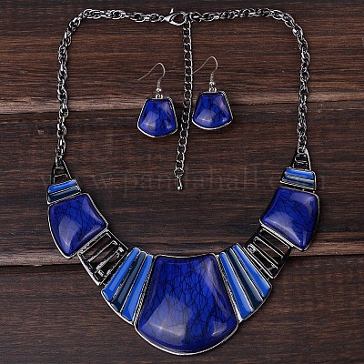 Комплекты из трапециевидных ожерелий и висячих серег из сплава смолы FS-WG8D8C4-01-1