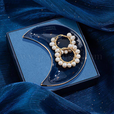 2 шт. фарфоровая тарелка для украшений в виде луны DJEW-BBC0001-02-1